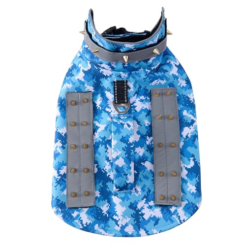 HDKUW Weste für kleine Hunde mit Griff, Anti-Biss- und Raubtierschutz, taktisches Hundegeschirr, verstellbare Passform mit D-Ring und atmungsaktivem Futter, Blau, Camouflage, XS HDKUW Weste für kleine Hunde mit Griff, Anti-Biss- und Raubtierschutz, taktisches Hundegeschirr, verstellbare Passform mit D-Ring und atmungsaktivem Futter, Blau, Camouflage, XS von HDKUW