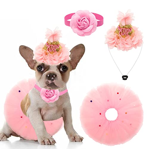 Hunde-Halsband mit Blume, Kronenhut, Welpen, Prinzessin, Kleid, Partyzubehör, Tutu Rock, Outfit für kleine Hunde und Katzen von HDKUW
