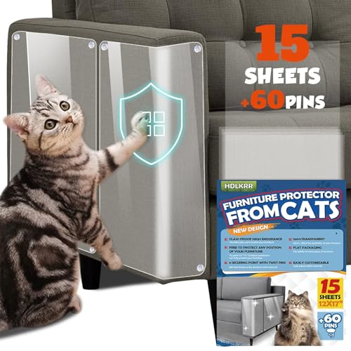 HDLKRR Möbelschutz vor Kratzern von Katzen, transparent, selbstklebend, Anti-Kratz-Möbelschutz, Couchschutz für Katzen, Sofa, Eckenkratzen, Trainingsband, 15 Stück, 43 x 30,5 cm HDLKRR Möbelschutz vor Kratzern von Katzen, transparent, selbstklebend, Anti-Kratz-Möbelschutz, Couchschutz für Katzen, Sofa, Eckenkratzen, Trainingsband, 15 Stück, 43 x 30,5 cm von HDLKRR