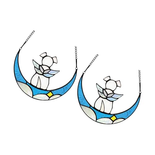 2pcs Künstlerische Glas Gedächtnisdekorationen Mond Design Thema Haustier Gedächtnis Geschenk Beruhigen Leichte Kleiderbügel Für Hundeliebhaber Haus Regenbogen Memorial Sonnenfänger von HDOYTXXM