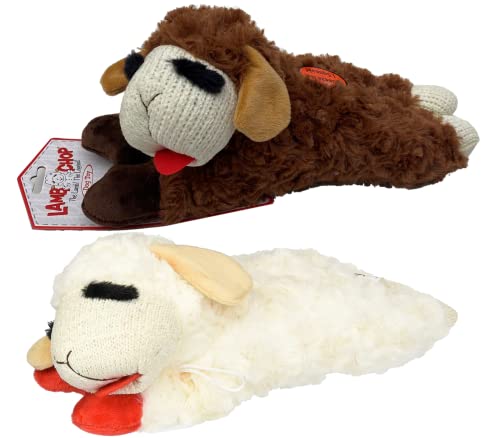 HDP Lammkotel-Braun, 25,4 cm, mit Quietscher, für Hunde, Plüschtier, Klassisches, Weiß/Braun, Set von HDP