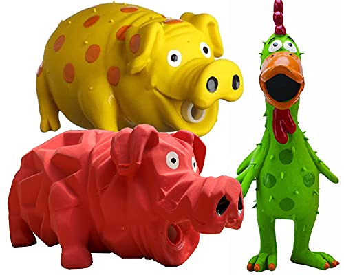 HDP Multipet Hundespielzeug aus Latex, Farbe: Globken Chiken/Kelch, Schweine/Origami Pig von HDP