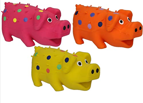 HDP Multipet Mini-Spielzeug aus Latex, quietschend, Farbe: Schwein, 3 Stück von HDP