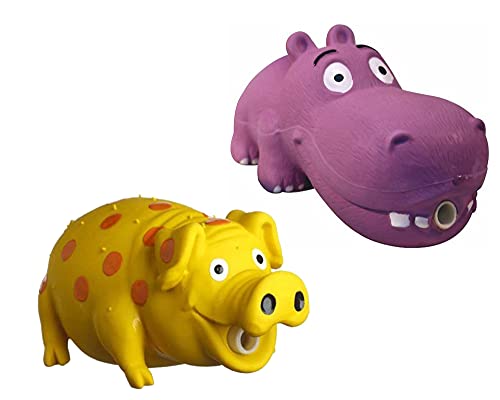 Multipet Latex Grunting Toy Bundle Farbe: Kelch, Schwein und Nilpferd von HDP
