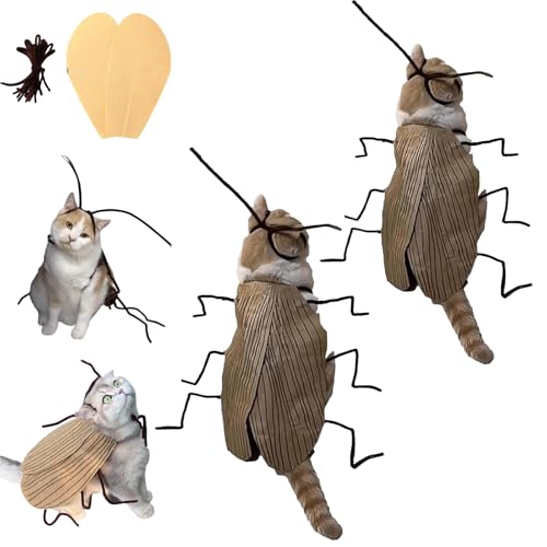 Cat Cockroach Clothing DIY Kit, Katze Kakerlake Kleidung DIY Kit, Lustig Katzen Kleidung Halloween Katzenkostüm Cat Clothes Für Katzen Und Kleine Hunde (2 STK) von HDQQEU