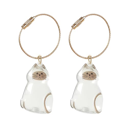 Cat Hair Keychain, Katzenhaar SchlüSselanhäNger, Transparent Acryl Cat Hair Storage Box Pendants, KatzenanhäNger Katze Schlüsselanhänger, Pet Haar Erinnerungsbox Zum Aufsammeln Tierhaaren (#04, 2 STK) von HDQQEU