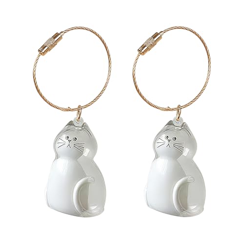 Cat Hair Keychain, Katzenhaar SchlüSselanhäNger, Transparent Acryl Cat Hair Storage Box Pendants, KatzenanhäNger Katze Schlüsselanhänger, Pet Haar Erinnerungsbox Zum Aufsammeln Tierhaaren (#05, 2 STK) von HDQQEU