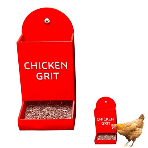 Chicken Grit Feeder Futterautomat HüHner Oyster Shell Feeder, Tragbarer Automatischer Spender FüR HüHnerfutter Austernschalen Futterautomat FüR HüHner (Rot A, 17CM) von HDQQEU
