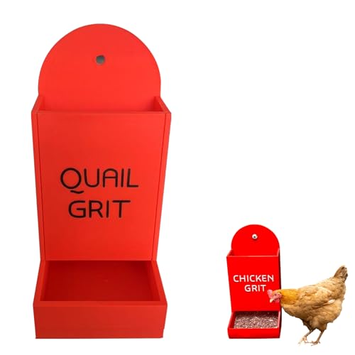 Chicken Grit Feeder Futterautomat HüHner Oyster Shell Feeder, Tragbarer Automatischer Spender FüR HüHnerfutter Austernschalen Futterautomat FüR HüHner (Rot B, 17CM) von HDQQEU