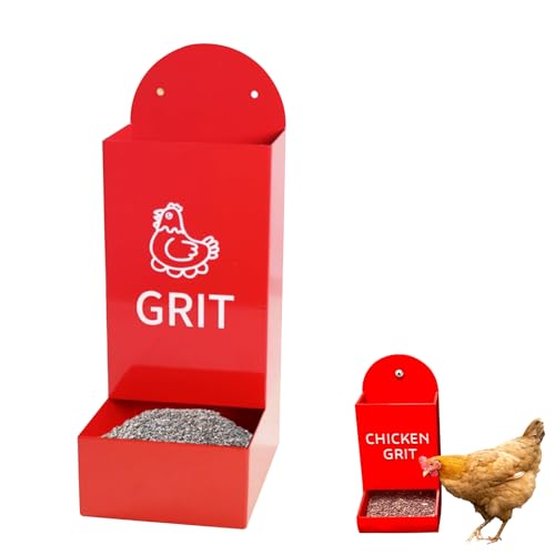 Chicken Grit Feeder Futterautomat HüHner Oyster Shell Feeder, Tragbarer Automatischer Spender FüR HüHnerfutter Austernschalen Futterautomat FüR HüHner (Rot C, 17CM) von HDQQEU