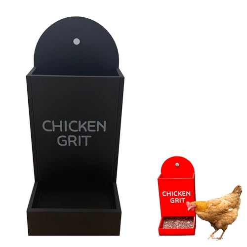 Chicken Grit Feeder Futterautomat HüHner Oyster Shell Feeder, Tragbarer Automatischer Spender FüR HüHnerfutter Austernschalen Futterautomat FüR HüHner (Schwarz A, 17CM) von HDQQEU
