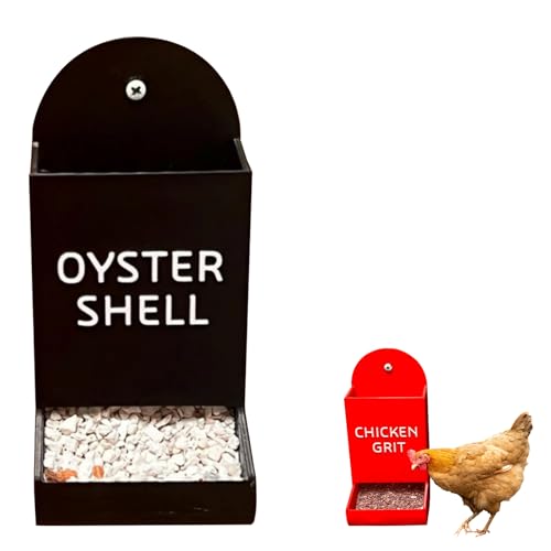 Chicken Grit Feeder Futterautomat HüHner Oyster Shell Feeder, Tragbarer Automatischer Spender FüR HüHnerfutter Austernschalen Futterautomat FüR HüHner (Schwarz B, 17CM) von HDQQEU