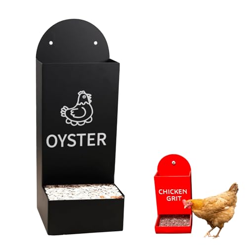 Chicken Grit Feeder Futterautomat HüHner Oyster Shell Feeder, Tragbarer Automatischer Spender FüR HüHnerfutter Austernschalen Futterautomat FüR HüHner (Schwarz C, 17CM) von HDQQEU