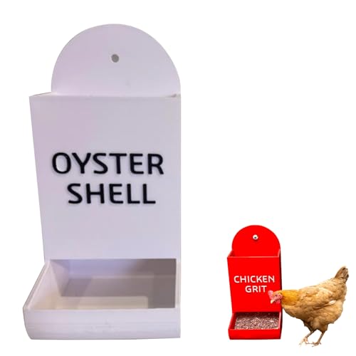 Chicken Grit Feeder Futterautomat HüHner Oyster Shell Feeder, Tragbarer Automatischer Spender FüR HüHnerfutter Austernschalen Futterautomat FüR HüHner (Weiß A, 17CM) von HDQQEU