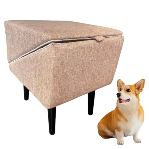Faltbare Hundetreppe Tragbar Rampe Hund Zusammenklappbar Katzenrampe rutschfeste 13.8" H Haustierrampe Folding Dog Stairs Hunde Stufen Für Kleine Hunde Alte Katzen, Platzsparende (Khaki, M, 1) von HDQQEU