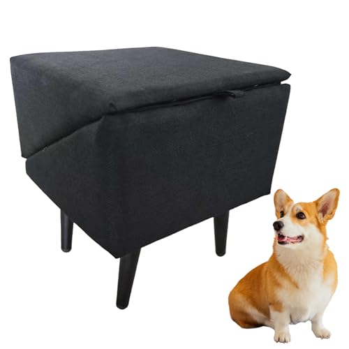 Faltbare Hundetreppe Tragbar Rampe Hund Zusammenklappbar Katzenrampe rutschfeste 13.8" H Haustierrampe Folding Dog Stairs Hunde Stufen Für Kleine Hunde Alte Katzen, Platzsparende (Schwarz, M, 1) von HDQQEU