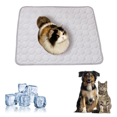 HDQQEU Kühlmatte Für Hund und Katzen, Kühldecke Selbstkühlende Hundematte, Waschbare Haustier Kühlende Decke Kühlkissen Ohne Gel Für Katzen und Hunde (Grau, 60 * 50CM) von HDQQEU