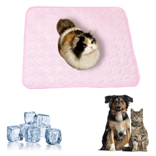 HDQQEU Kühlmatte Für Hund und Katzen, Kühldecke Selbstkühlende Hundematte, Waschbare Haustier Kühlende Decke Kühlkissen Ohne Gel Für Katzen und Hunde (Rosa, 50 * 40CM) von HDQQEU