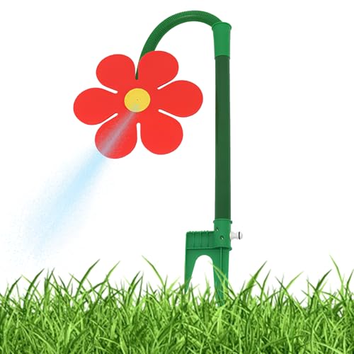 HDQQEU Rasensprinkler Tanzende Blume, Crazy Daisy Sprinkler, 360° Rotate Lawn Sprinkler, Funny Dancing Daisy Sprinkler Mit Adapter FüR GartenbewäSserung, Spielende Kinder (Rot) von HDQQEU