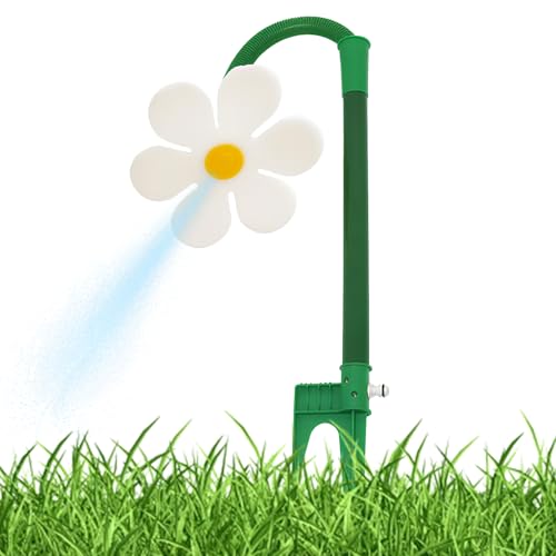 HDQQEU Rasensprinkler Tanzende Blume, Crazy Daisy Sprinkler, 360° Rotate Lawn Sprinkler, Funny Dancing Daisy Sprinkler Mit Adapter FüR GartenbewäSserung, Spielende Kinder (Weiß) von HDQQEU