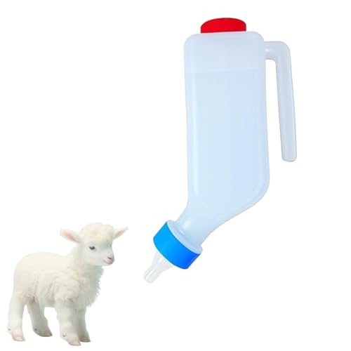 Lamm Milchflasche Kopfüber Hängen Lämmerflasche mit Maßangaben Kälber Aufzuchtflasche Milchtränker für Ziegen, Lämmer, Kitze, Hunde und Katzen (Weiß, 500ML) von HDQQEU