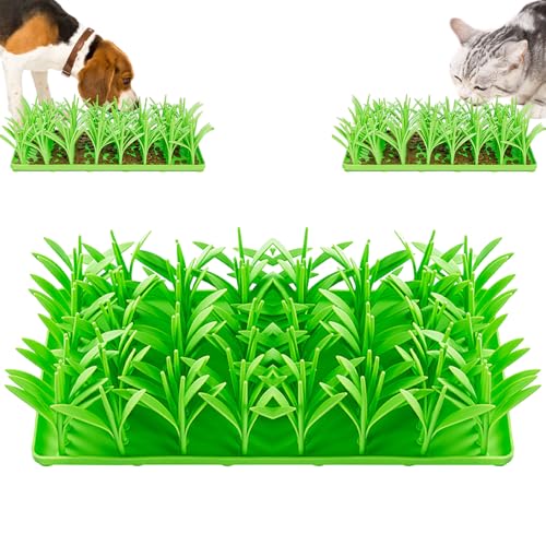 Schleckmatte Katze Hund Grasmatte Mit Saugnapf, Silikon Slow Feeder Hundenapf, rutschfeste Leckmatte Futtermatte Für Haustiere Zur SinnesföRderung Und Mentale Stimulation (1 STK) von HDQQEU
