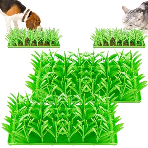 Schleckmatte Katze Hund Grasmatte Mit Saugnapf, Silikon Slow Feeder Hundenapf, rutschfeste Leckmatte Futtermatte Für Haustiere Zur SinnesföRderung Und Mentale Stimulation (2 STK) von HDQQEU