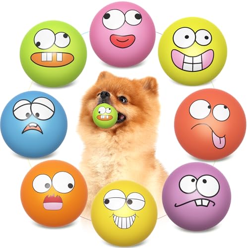 HDSX Quietschendes Hundespielzeug, weicher Latex-Gummi, quietschende Hundebälle für Welpen, kleine Haustiere, Hunde, 8 Stück (runde Bälle) von HDSX