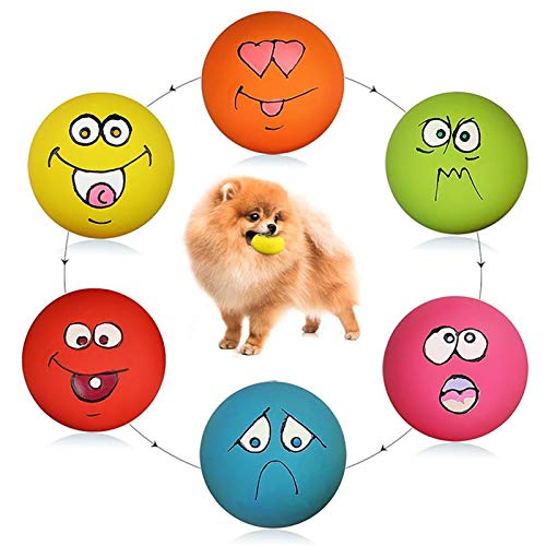 HDSX Quietschspielzeug für Hunde, mit lächelndem Gesicht, weiches Latex, Quietschbälle für Welpen, kleine Haustiere, 6 Stück/Set HDSX Quietschspielzeug für Hunde, mit lächelndem Gesicht, weiches Latex, Quietschbälle für Welpen, kleine Haustiere, 6 Stück/Set von HDSX