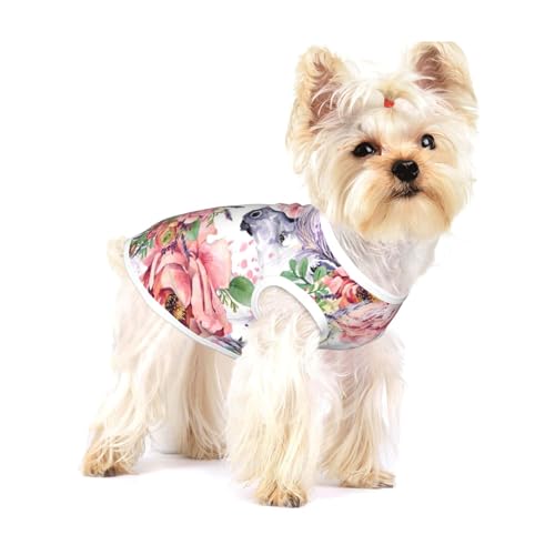 Aquarell Pferd Rosen Blumen,Ärmelloses Haustier-T-Shirt aus Baumwolle, weich, dehnbar, atmungsaktive Weste für Welpen,L Aquarell Pferd Rosen Blumen,Ärmelloses Haustier-T-Shirt aus Baumwolle, weich, dehnbar, atmungsaktive Weste für Welpen,L von HDTVTV
