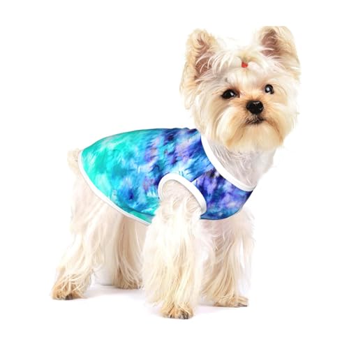 Aquarell Teal Blau Tie Dye,Ärmelloses Haustier-T-Shirt aus Baumwolle, weich, dehnbar, atmungsaktive Weste für Welpen,L Aquarell Teal Blau Tie Dye,Ärmelloses Haustier-T-Shirt aus Baumwolle, weich, dehnbar, atmungsaktive Weste für Welpen,L von HDTVTV