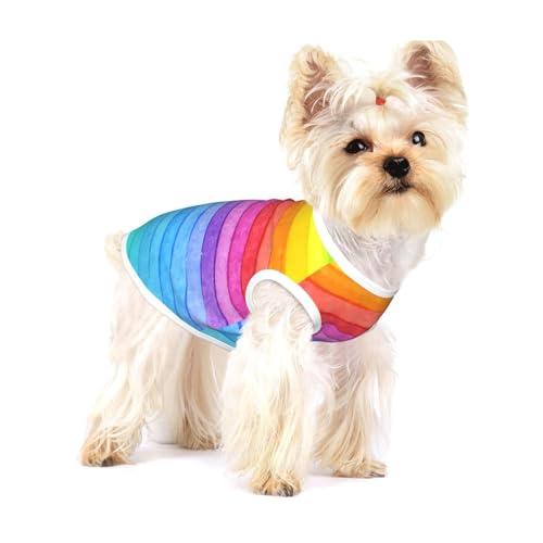 Aquarellfarbe, helle Farben, Strichzeichnungen,Ärmelloses Haustier-T-Shirt aus Baumwolle, weich, dehnbar, atmungsaktive Weste für Welpen,L von HDTVTV