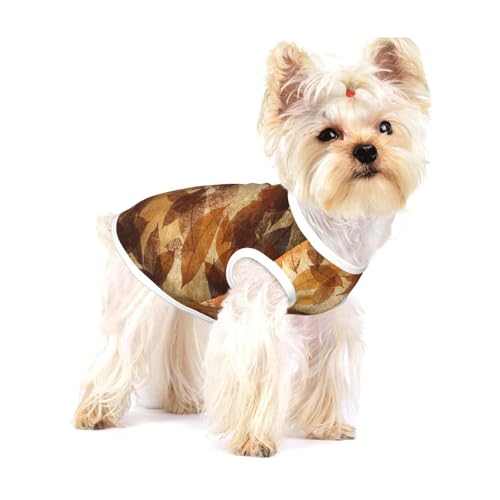 Braun Beige Gold Blätter Herbst Leinen,Ärmelloses Haustier-T-Shirt aus Baumwolle, weich, dehnbar, atmungsaktive Weste für Welpen,L Braun Beige Gold Blätter Herbst Leinen,Ärmelloses Haustier-T-Shirt aus Baumwolle, weich, dehnbar, atmungsaktive Weste für Welpen,L von HDTVTV
