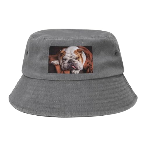 Englische Bulldoggen Maulkorb Haustiere Schlafende Hunde, Bucket Hat Sonnenhut Erwachsene Fischerhut Läufermütze Fischerhüte Englische Bulldoggen Maulkorb Haustiere Schlafende Hunde, Bucket Hat Sonnenhut Erwachsene Fischerhut Läufermütze Fischerhüte von HDTVTV