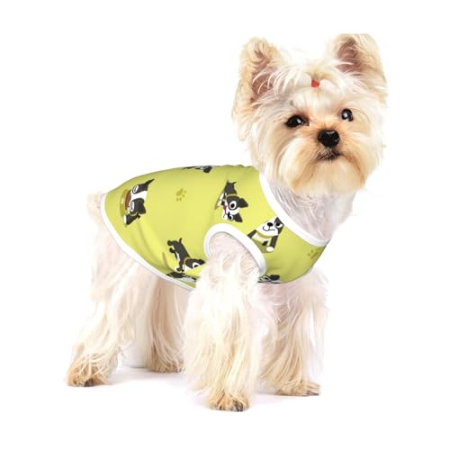 Karikatur, Boston Terrier, Hund,Ärmelloses Haustier-T-Shirt aus Baumwolle, weich, dehnbar, atmungsaktive Weste für Welpen,M Karikatur, Boston Terrier, Hund,Ärmelloses Haustier-T-Shirt aus Baumwolle, weich, dehnbar, atmungsaktive Weste für Welpen,M von HDTVTV
