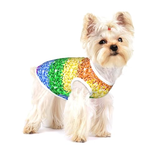 LGBT-Flagge mit Glitzer,Ärmelloses Haustier-T-Shirt aus Baumwolle, weich, dehnbar, atmungsaktive Weste für Welpen,M LGBT-Flagge mit Glitzer,Ärmelloses Haustier-T-Shirt aus Baumwolle, weich, dehnbar, atmungsaktive Weste für Welpen,M von HDTVTV