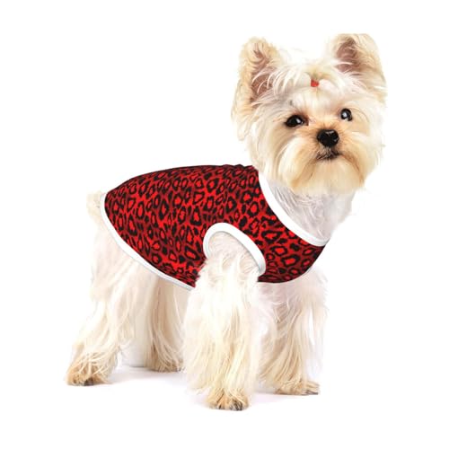 Leoparden-Tierprint Rot,Ärmelloses Haustier-T-Shirt aus Baumwolle, weich, dehnbar, atmungsaktive Weste für Welpen,M Leoparden-Tierprint Rot,Ärmelloses Haustier-T-Shirt aus Baumwolle, weich, dehnbar, atmungsaktive Weste für Welpen,M von HDTVTV