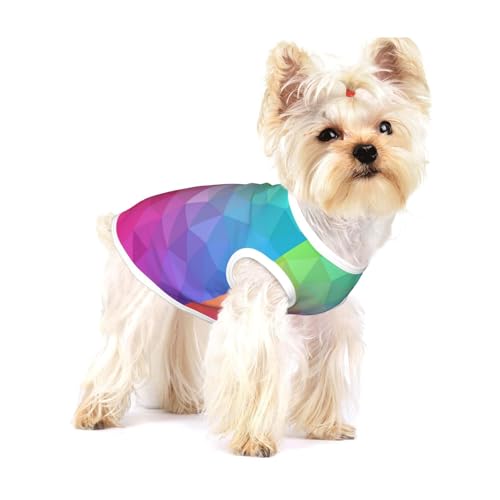 Mehrfarbige polygonale Dreiecke, die aus Regenbogen bestehen,Ärmelloses Haustier-T-Shirt aus Baumwolle, weich, dehnbar, atmungsaktive Weste für Welpen,S Mehrfarbige polygonale Dreiecke, die aus Regenbogen bestehen,Ärmelloses Haustier-T-Shirt aus Baumwolle, weich, dehnbar, atmungsaktive Weste für Welpen,S von HDTVTV