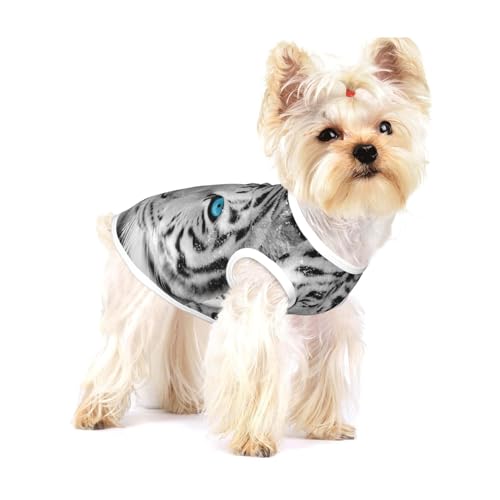 Schwarz-Weiß-Tiger,Ärmelloses Haustier-T-Shirt aus Baumwolle, weich, dehnbar, atmungsaktive Weste für Welpen,S Schwarz-Weiß-Tiger,Ärmelloses Haustier-T-Shirt aus Baumwolle, weich, dehnbar, atmungsaktive Weste für Welpen,S von HDTVTV