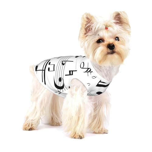 Schwarze Musiknoten-Tonleitern,Ärmelloses Haustier-T-Shirt aus Baumwolle, weich, dehnbar, atmungsaktive Weste für Welpen,L Schwarze Musiknoten-Tonleitern,Ärmelloses Haustier-T-Shirt aus Baumwolle, weich, dehnbar, atmungsaktive Weste für Welpen,L von HDTVTV