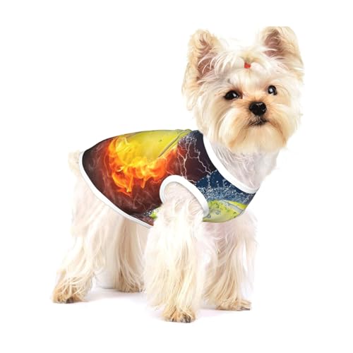 Tennisball in Feuer und Wasser,Ärmelloses Haustier-T-Shirt aus Baumwolle, weich, dehnbar, atmungsaktive Weste für Welpen,L Tennisball in Feuer und Wasser,Ärmelloses Haustier-T-Shirt aus Baumwolle, weich, dehnbar, atmungsaktive Weste für Welpen,L von HDTVTV