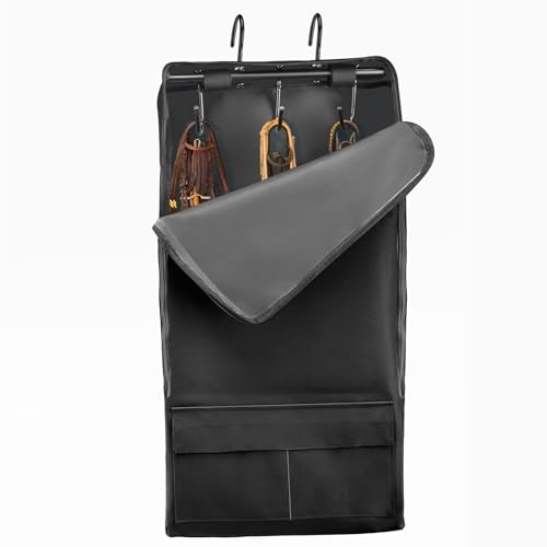 HDYEGY 1 x Pferde-Zaumzeugtasche, robuste 1600D-Nylon-Halftertasche mit 3 Zinken, Tragetasche für Pferdegeschirr, Tasche zum Aufhängen von Zaumzeug, Halfter, Zügel, Schwarz HDYEGY 1 x Pferde-Zaumzeugtasche, robuste 1600D-Nylon-Halftertasche mit 3 Zinken, Tragetasche für Pferdegeschirr, Tasche zum Aufhängen von Zaumzeug, Halfter, Zügel, Schwarz von HDYEGY