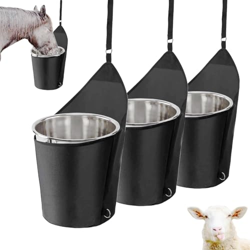 HDYEGY Futterbeutel für Pferdeanhänger, Eimertasche zum Aufhängen, für 1,8 l Wassereimer, 1200D Oxford-Pferdeanhänger, Organizer zum Aufhängen an Anhängerständen, Schwarz, 3 Stück HDYEGY Futterbeutel für Pferdeanhänger, Eimertasche zum Aufhängen, für 1,8 l Wassereimer, 1200D Oxford-Pferdeanhänger, Organizer zum Aufhängen an Anhängerständen, Schwarz, 3 Stück von HDYEGY