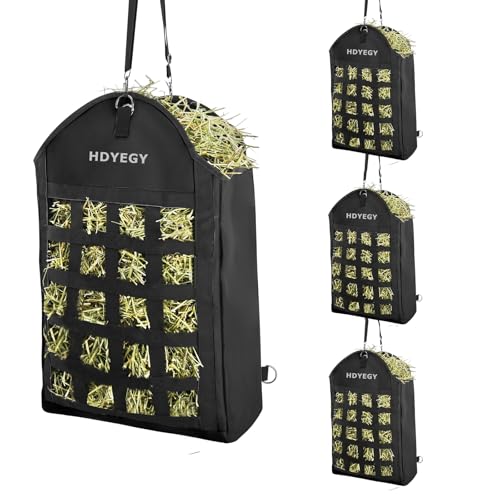 HDYEGY Heubeutel für Pferde, strapazierfähig, langsames Füttern, Heusack mit Heunetzen vorne, mit großer Öffnung für Pferde, Ziegen, Esel und andere Nutztiere, 35 x 19 x 46 cm, 4 Stück HDYEGY Heubeutel für Pferde, strapazierfähig, langsames Füttern, Heusack mit Heunetzen vorne, mit großer Öffnung für Pferde, Ziegen, Esel und andere Nutztiere, 35 x 19 x 46 cm, 4 Stück von HDYEGY