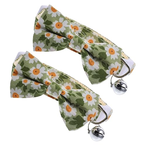 HEALEEP Schickes Katzenhalsband Mit Fliege Und Glocke Verstellbar Für Haustiere Kätzchen Halsbekleidung Atmungsaktiv Und Bequem Grün von HEALEEP