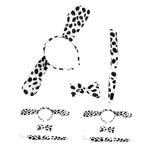 HEALEEP 3 Sätze Teiliges Hundekostüm für Erwachsene Verstellbares Halloween Hundekostüm mit Gepunkteten Hundeohren Stirnband Schleife und für Faschings und Party Cosplay von HEALEEP
