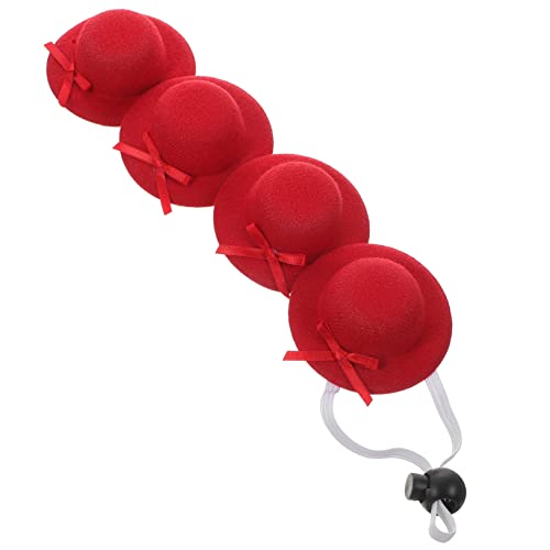 HEALEEP 4 Stück Haustier Hut Min. Weinflaschenhut Mini-Hüte Miniaturdekoration Mini- kleine Hüte Kleiner Hut Hamster Cowboy-Hut Hut ziehen Zylinder Baby Stoff rot von HEALEEP