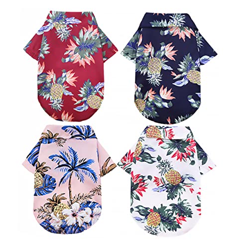 HEALEEP 4 Stück Haustierhemd Blumenblusen Hunde-t-Shirts Pyjama-Shirt Hemden Für ädchen Sommer-hundeshirt Klein ädchenkostüme Sommerblusen Welpe Junge Strand Polyester Hundekleidung von HEALEEP