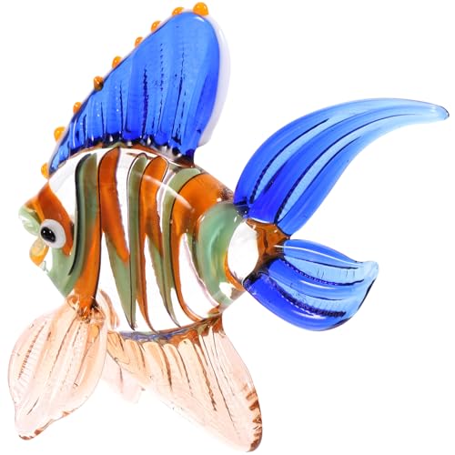 HEALEEP Glasfisch-Ornament Handgefertigt Aus Buntglas Dekoration Für Wohnkultur Schreibtisch Fischfigur Glasornament von HEALEEP