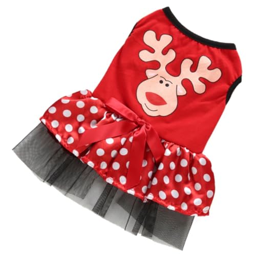 HEALEEP Haustier Weihnachtskleid Hundeweihnachtskleid Weihnachtswelpenkostü Rock Weihnachtsmann-Kleid Party-Outfit für Haustiere Haustierkleidung Weihnachten Hundekleidung Polyester von HEALEEP